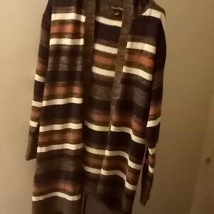 Evelyn Taylor Striped Long Acrylic Cardigan - Size L- Like New